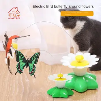 Inteligentno automatsko rotiranje Mačji igračaka-дразнилок Mačka igračke Veselo zadirkivanje Mačke Lete ptice Leptir Cvijeće Baterije ne razviju