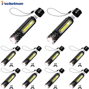 10 kom. / lot Rep magnet USB baterija baterija baterija baterija baterija Višenamjenski led svjetiljka Snažan fenjer COB Light Linterna Work Light