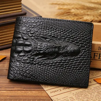 Visoko kvalitetni muški novčanik od prave kože s uzorkom krokodila, moderan prvi sloj od bičevati, držač za kartice, muški novčanik torbica za memorijske