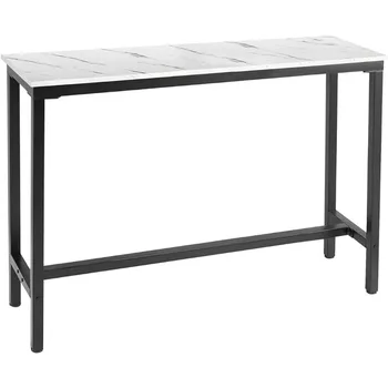53-inčni bar stola od bijelog mramora, industrijski stol za pub, stol za bistro (SAMO za uporabu u zatvorenom prostoru)
