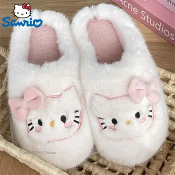 Mekani plišani papuče Sanrio Hello Kitty, slatka crtani mekane papuče za žene, pohranjuju toplinu zimi, osnovna casual cipele