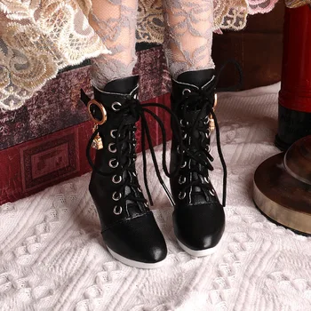Crne cipele za lutke 60 cm, čizme na petu 1/3 BJD Yeluoli Besplatna dostava