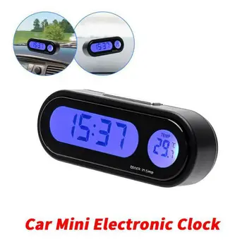 Mini-e auto clock Time Watch Satovi na ploči s instrumentima u automobilu sjajni termometar Digitalni zaslon LCD pozadinskim osvjetljenjem dodatna oprema za interijer