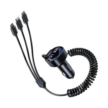 Adapter Auto Punjač Univerzalni Izvucite Kabel Punjača telefona S Brzom Punjenja Type C QC3.0 S Kablovima 3 U 1 Automatsko Adapter
