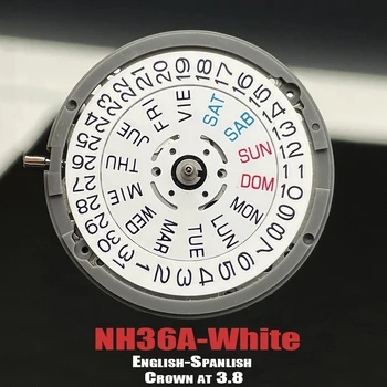 Japan Seiko NH36A Anglo-španjolsku verziju 3.8, bijelo kotač datuma, originalni automatski mehanički mehanizam, Izmijenjene detalje NH36