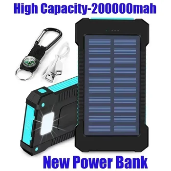 Originalni 200Ah Vanjski Prijenosni Banka Solarne Energije Vodootporan USBcompass Vanjski Punjač za iPhone SmartphonePower BankLEDLight