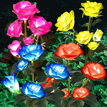 5 Glava Solarnih Svjetiljki Vanjske Ukrasne Solarni Vrtne Svjetiljke Ruža Cvijet Газонная Lampe za Dvorište Vrt Vrt Dekor