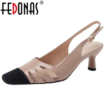 FEDONAS Novi dolazak, Ženske sandale, sandale od prave kože, trendi cipele-brod na visoku petu, uredski ženske cipele za stranke, ženske cipele