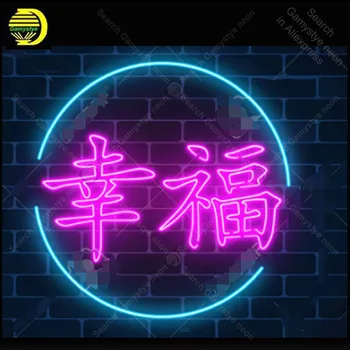 Neonski osvijetljeni znakovi Kineska riječ znači Sreću, Junaštvo, Sreću, Slobodu, Neonska lampa, firma, Pivo bar, pub, dozvoljeni Kućni lampe, soba Dekor Noć