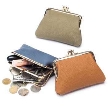 Ženski kožni mini torbicu ID Kreditne kartice gotovinu Kovanica Torbica Organizator Torbicu s kopče Kiss Klasični novčanici za kovanice