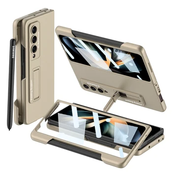 Torbica za mobilni telefon Samsung Z Fold4, ultra-tanki zidni nosač, bočni utor za olovke, potpuno pokriva kožica, ugrađena mat zaštitni poklopac