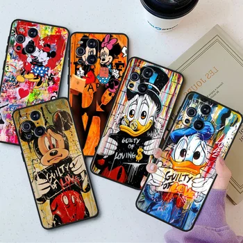 Torbica Za telefon Disney Mouse, Donald Duck Za OPPO Find X5 X3 X2 K10 F21S F21 F7 F9 F5 Neo Pro Lite, Crni Silikon Mekana Torbica