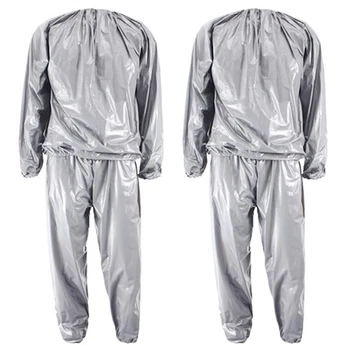 2X heavy duty fitness odijelo za mršavljenje, sauna, teretana, zaštita od suza, srebrna L