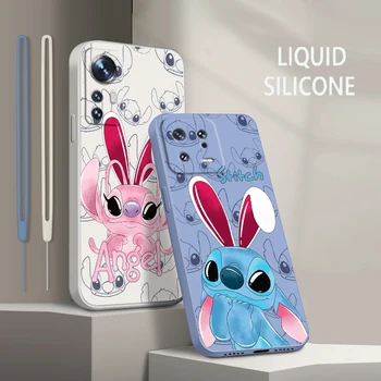 Stitch Lilo Angel Pink Za Xiaomi Mi 13 12 12T 11 11T 10 10T 9 9SE Lite Pro Ultra A3 Tekući Ropes Silikon Mekana Torbica Za Telefon Fundas