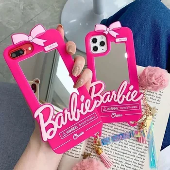 Luksuzni Lutke Barbie Ogledalo Zaštitna Torbica za iPhone 15 14 13 12 11 Pro X XS XR Max 7 8 Plus Slatka Mekan Silikon šok-dokaz Torbica