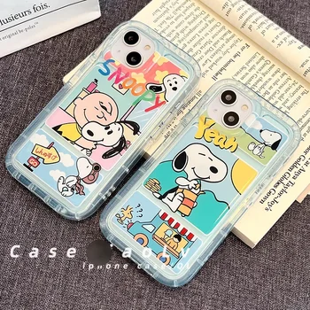 Prozirna torbica za telefon u retro stilu anime Snoopy štene Cartoon za iPhone 15 14 13 12 11 Pro Max Xr Mini 14 Plus 8 Plus Case Slatka Cover