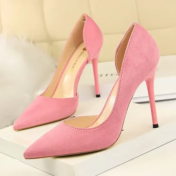 Roza parhet ženske proljeće-jesen cipele-brod na visoku petu cipele, modni stranačkih par ukosnica 10,5 cm, uredski ženske elegantne večernje cipele na crnom petu