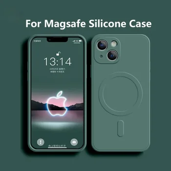 Torbica Mekana Stražnji Poklopac Od Tekućeg Silikona Za iPhone 14 13 12 11 15 Pro Max Mini XR X S 7 8 Plus Za Magnetne Bežičnog Punjenja Magsafe