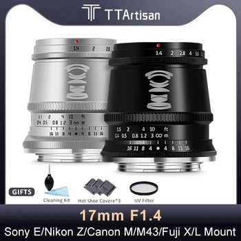 TTArtisan 17 mm F1.4 Širokokutni Objektiv Fotoaparata Sony E Fujifilm XE4 Canon Leica M L Nikon Z Z5 Panasonic Olympus M43 Mount Camera