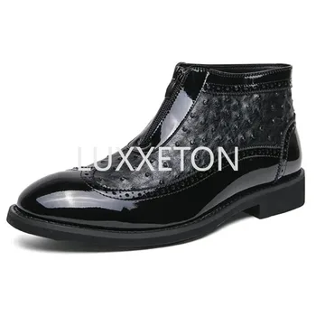 2023 Nova proljeće-jesen muška obuća s bočne patent-zatvarač u britanskom retro stilu, kožne cipele za rad srednje asistent
