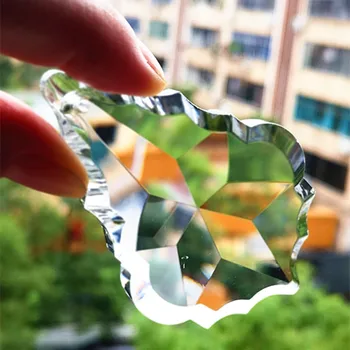 (Bez prstena) Visokokvalitetno bistra 76-миллиметровая luster K9 od kristala u obliku javorov list, Prizmatičan ovjesa/Stakleni dijelovi rasvjeta/Kristalna štitnik za sunce za prozore