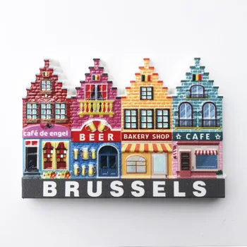 Personalizirana Magneta za hladnjak, Belgija, Bruxelles, Kreativno uređenje kulturnog krajolika, naljepnice s porukama, Turistički suvenir