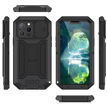 Metalni oklopnog torbica za iPhone 14 13 Pro Max Mini, сверхмощная ugrađena kamera, zaštita zaslona, punjač, torbica za telefon, šok-dokaz
