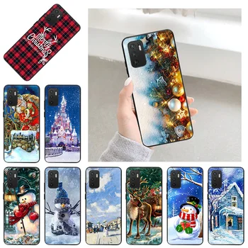 Božićni Snjegović Djed Mraz, Crna Mekana Torbica Za Telefon Xiaomi Redmi Note 11 Pro 10 5G 9 9Pro Max 9S 9T 8 8T 8A 7 7A 9A 9C Torbica