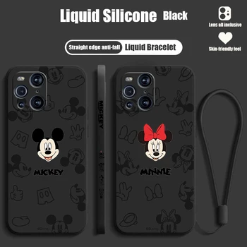 Slatka Mickey i Minnie za OPPO Find X6 X5 X3 X2 Pro Lite Neo s tekućim silikonskim premazom na lijevoj strani Torbica za telefon