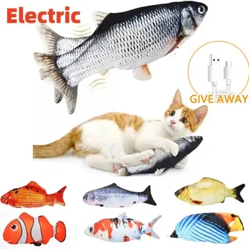 Igračka za kućne mačke, oponašajući električne ribe, Ugrađena, punjiva baterija, interaktivni molarni igračka za mačke, električna riba