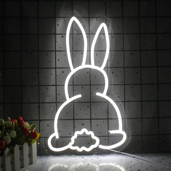 Neonski natpisi s led pozadinskim osvjetljenjem u obliku zeca, dekor dućanu, neon životinje sa napajanjem iz USB za zurke u povodu dana rođenja kućni ljubimci, poslovni firma, poklona za djecu ili djevojčice