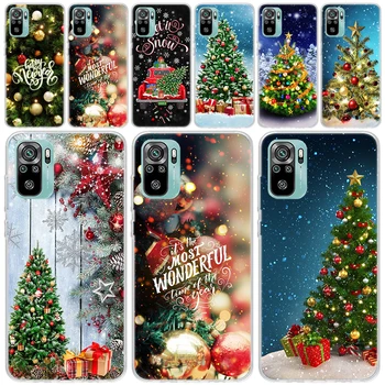 Veselo Božićno Drvce, Snijeg je Transparentan Mekana Torbica Za Telefon Xiaomi Redmi Note 11S 11T 11E 10S 10 Pro 12 9 9S 9T 8 8T 7 6 Plus Prin