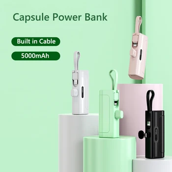 Mini-banka hrane u kapsuli kapaciteta 5000 mah za iPhone, Samsung, Huawei OPPO Poverbank Prijenosni punjač Vanjska baterija Mini Powerbank