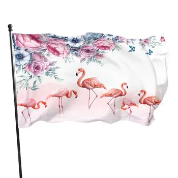Zastava Flaminga na otvorenom, Slatka Pink Flamingo, Tropske lišće, Vrt Zastave, Domaće Zastave, Zastava, Dekor za dvorišta, Trijem, Travnjak, žene