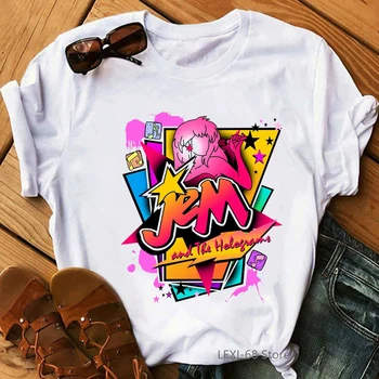 T-shirt Jem and the Holograms, ženska t-shirt u stilu 80-ih, modna ženska majica, bijela majica u stilu hip-hop, ljetni rock majice, strma ulica odijevanje