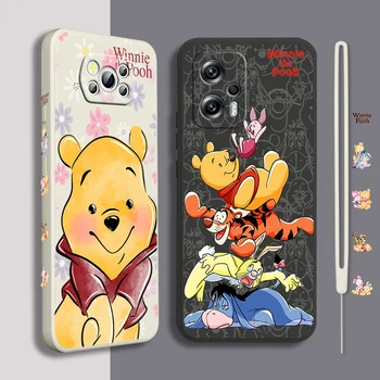 Anime Winnie Pooh Za Xiaomi POCO X5 M5 C40 M4 X4 F4 C40 X3 NFC F3 GT M4 M3 M2 Pro 4G 5G Tekući Lijevo Ropes Torbica Za Telefon Fundas