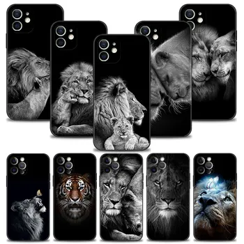 Torbica Capinha za iPhone 13 11 12 14 Pro Max XR X XS 8 7 6 6S SE 13mini 12mini Funda Silikonska Torbica Wild Lions love