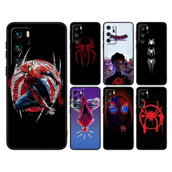 Torbica Za Telefon Sa Logom Marvel Spider Man Za Huawei P50 P40 P20 P30 P10 Pro Lite E 2017 2019 5G Crni Silikon Luksuzna Torbica