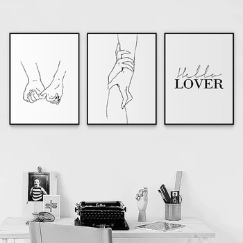 Bijela naslon u skandinavskom stilu, wall art Sweet Love, platno, plakat, minimalistički print, ljubavni citat, slika za uređenje dnevnog boravka