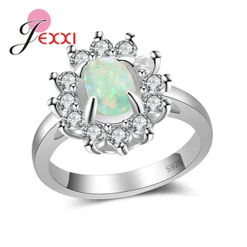 Luksuzna Svjetlucava ženski prsten na prst Lijepe nakit za dame Pribor od čistog srebra 925 sterling Najbolji poklon za zurke