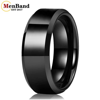 MenBand muški Prsten od volfram karbida Crne boje 6 mm 8 mm dijagonalni poliranje Čisto Zgodan Za Brak I zaručnički Prsten