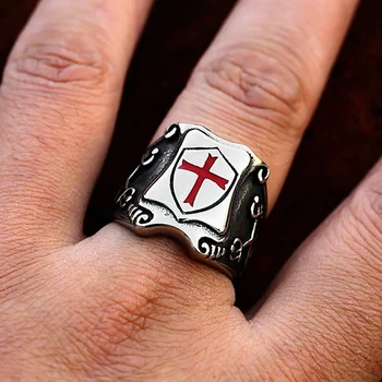 Novi Винтажное prsten s Križem Templara i Štit od nehrđajućeg čelika 316L Modni Prstenova Križara Amulet Nakit Izravna isporuka