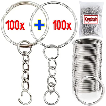 50/100 komada prazne Metalne privjeske za ključeve od nehrđajućeg čelika, odvojeni prsten za ključeve, privjesak za ključeve 