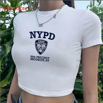 T-shirt Brooklyn 99, ženske кавайные estetski grafički majice, ženska odjeća za parove, bijela skraćene top, t-shirt tumblr harajuku