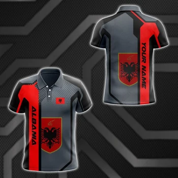 Uniforma sa motivima zastave Albanije, polo Majice s korisničkim imenom, Ljetna svakodnevni vanjska odjeća, muška moda, besplatni dres, sportska odjeća velikih dimenzija