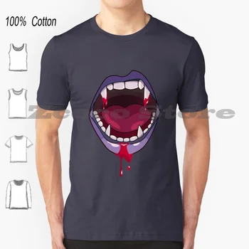Zubi vampir-Usta vampira Ljubičasta majica od 100% pamuka, Za muškarce i žene S individualnim uzorcima Zube vampir, zub vampir, usta vampira