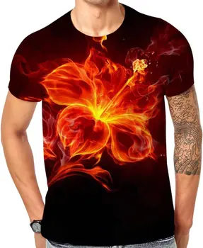 2023 Nova muška majica s vatrenom cvijet, Novina, t-Shirt s po cijeloj površini, Personalizirane Muška Velike Svakodnevni Ugodna Majica Kratkih rukava