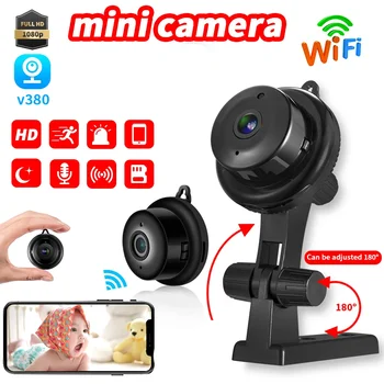 Mini-kamera, Wifi 1080P baby monitor IP kamera sigurnosti doma Dvosmjerni Audio Noćni Vid Daljinski Pristup Utor za SD kartice V380 64G