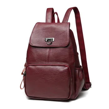 Kvalitetan ženski ruksak velikog kapaciteta od umjetne kože crne, plave, crvene boje za djevojke mlade, žene putnu torbu M9010
