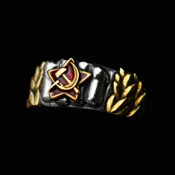 Винтажное srebro prsten Iron Fist Red Star, hip-hop, punk, otvoreni prsten, muško pojedinim prsten, ukras za banket